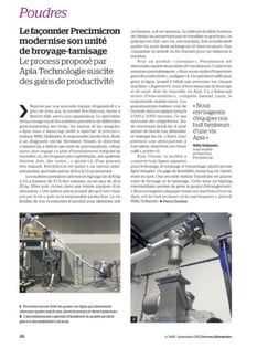 Aperçu de l'article de process alimentaire sur le témoignage de precimicron et l'utilisation des vis de transfert