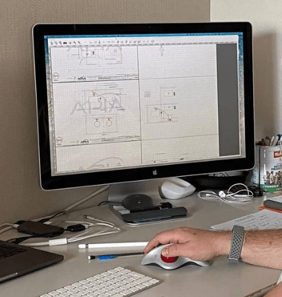 Computer presentation of a layout study for a powder transfer line for an agri-food customer