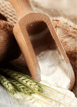 Bread flour with improvers from the intermediate food products sector