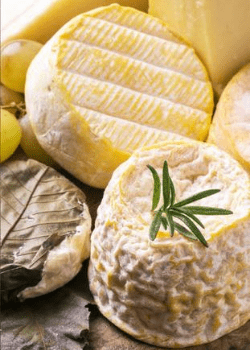 Platter of goat’s and cow’s milk cheeses produced in cheese-making factories and workshops