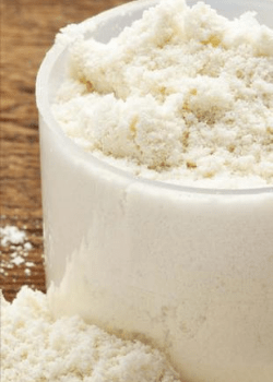 Powdered milk used in the dairy products sector of the food industry