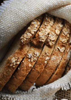 Slices of wholemeal bread from the bakery breadmaking agri-food sector
