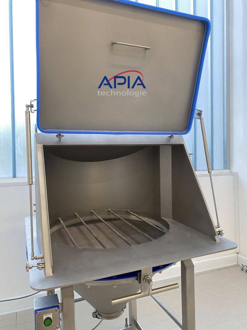 vide sacs avec grille vibrante de sécurité avec honte de confinement 