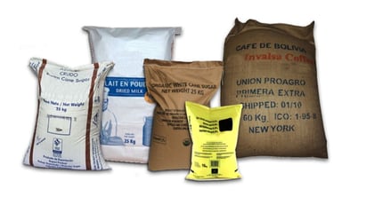 Présentation des différents types de sacs de conditionnement de matières premières alimentaires