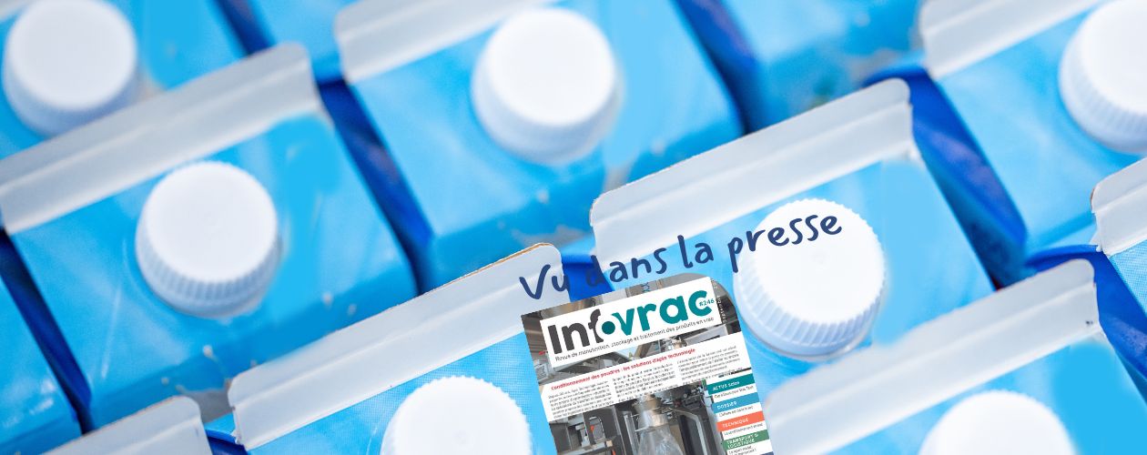 Visuel illustrant le packaging en doypack en agroalimentaire avec la couverture du magazine infovrac qui a consacré un article aux solutions de conditionnement apia