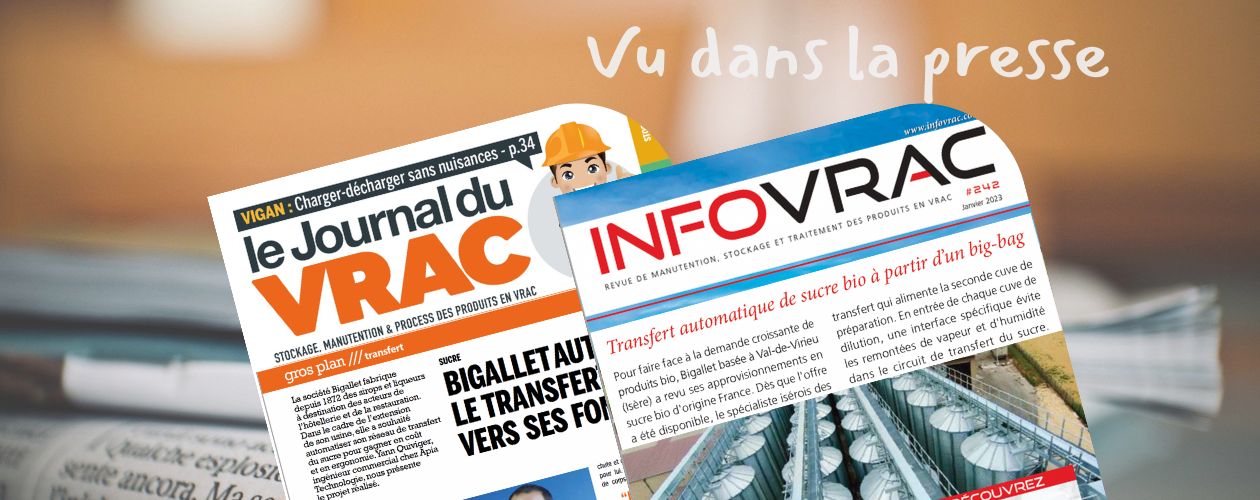 Les pages de couverture du Journal du Vrac et d'Infovrac qui ont publié un articles sur le cas client Bigallet