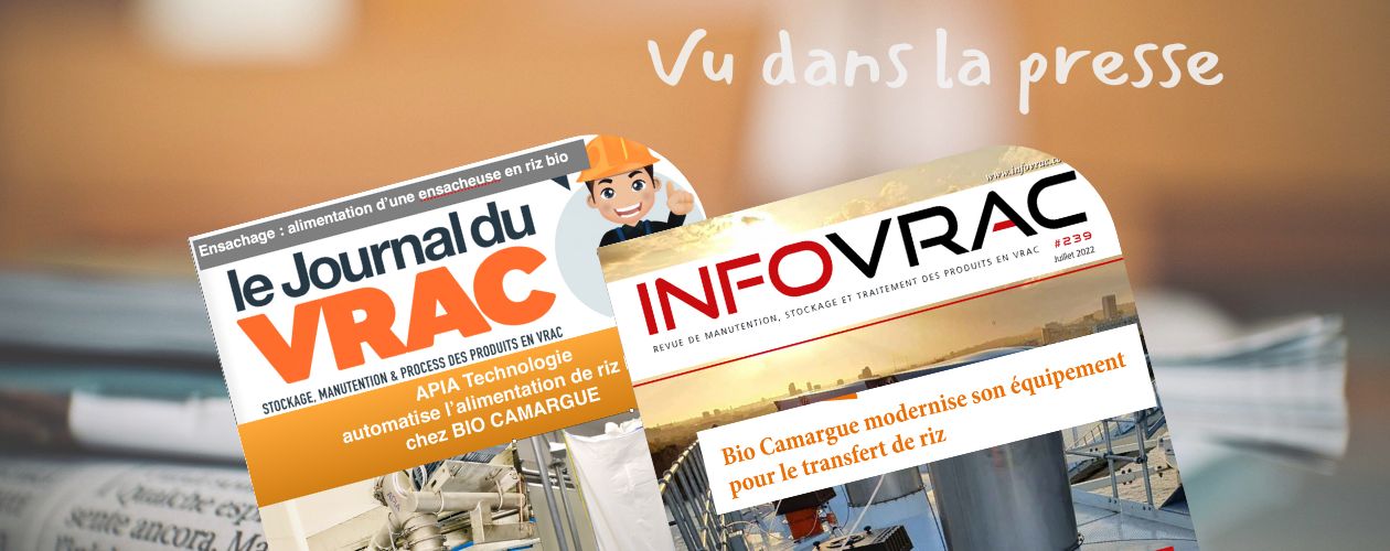 Les premières de couvertures du Journal du Vrac et d'Infovrac qui ont consacré un article au cas client Bio Camargue