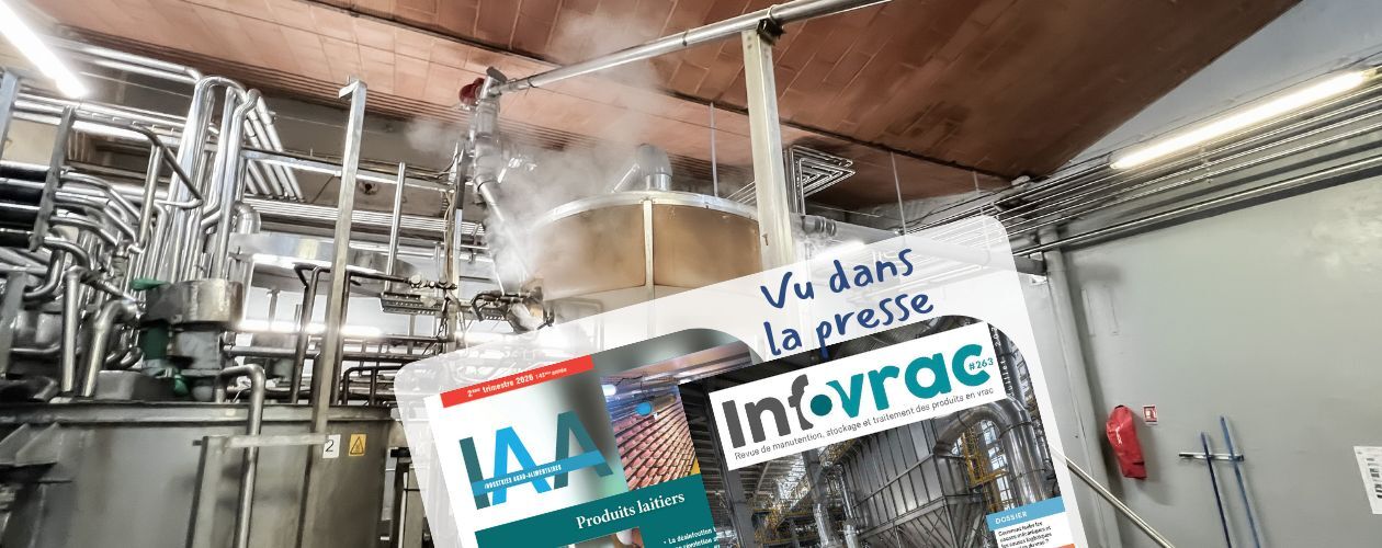 Couvertures des magazines Infovrac et IAA dans lesquels les experts APIA Technologie ont rédigé des articles sur les poudres en milieu humide