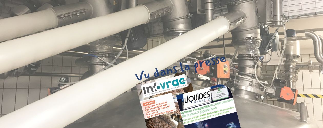 Les couvertures de Liquide Magazine et Infovrac dans lesquels on peut lire l'article sur l'incorporation des poudres dans un process liquide