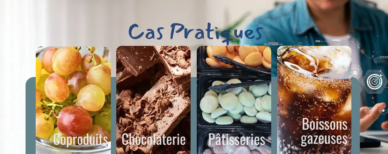 Illustration de l'article présentant 4 cas clients pour les filières Coproduits Chocolaterie Pâtisseries Boissons gazeuses