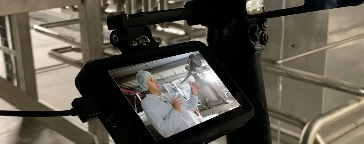 Tournage d'une vidéo dans une installation de tranfert de sucre chez Aptunion